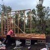 building of timber framework for walls